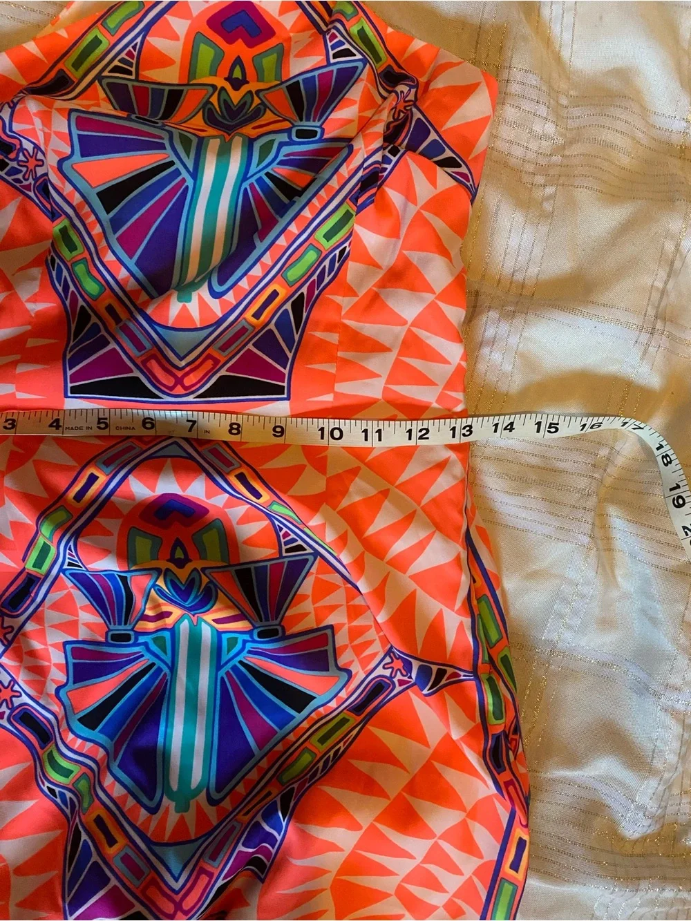 Mara Hoffman Coral and Blue Geometric Halter Maxi Dress
